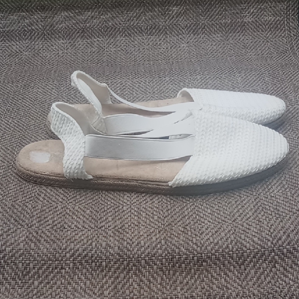 White Women's Flat Slip-On Shoes Size 10